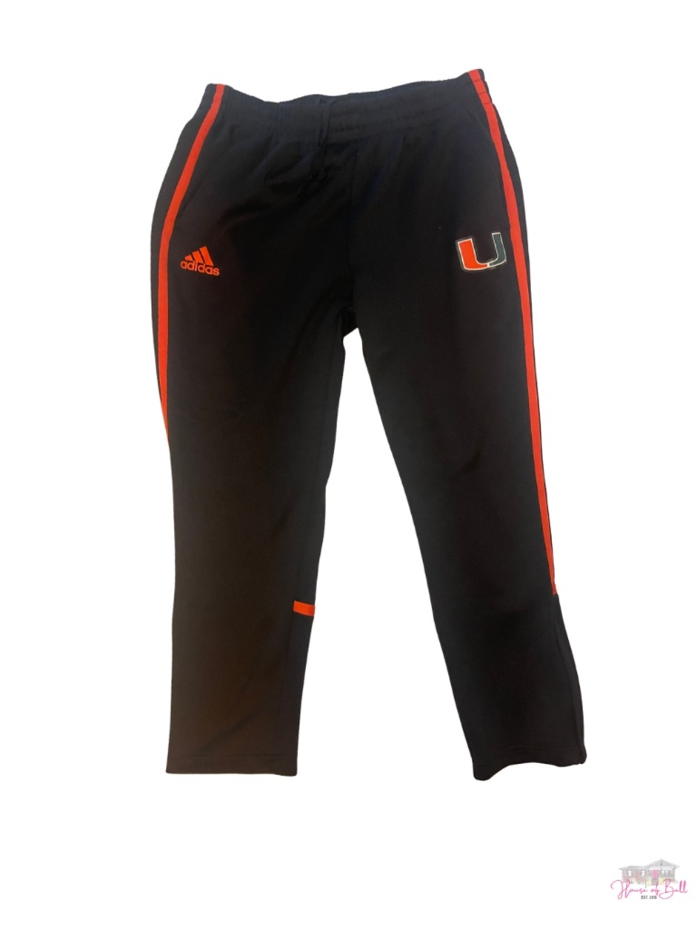 Adidas Miami Hurricanes Track Pants Mens XL Black Orange Sideline Athletic